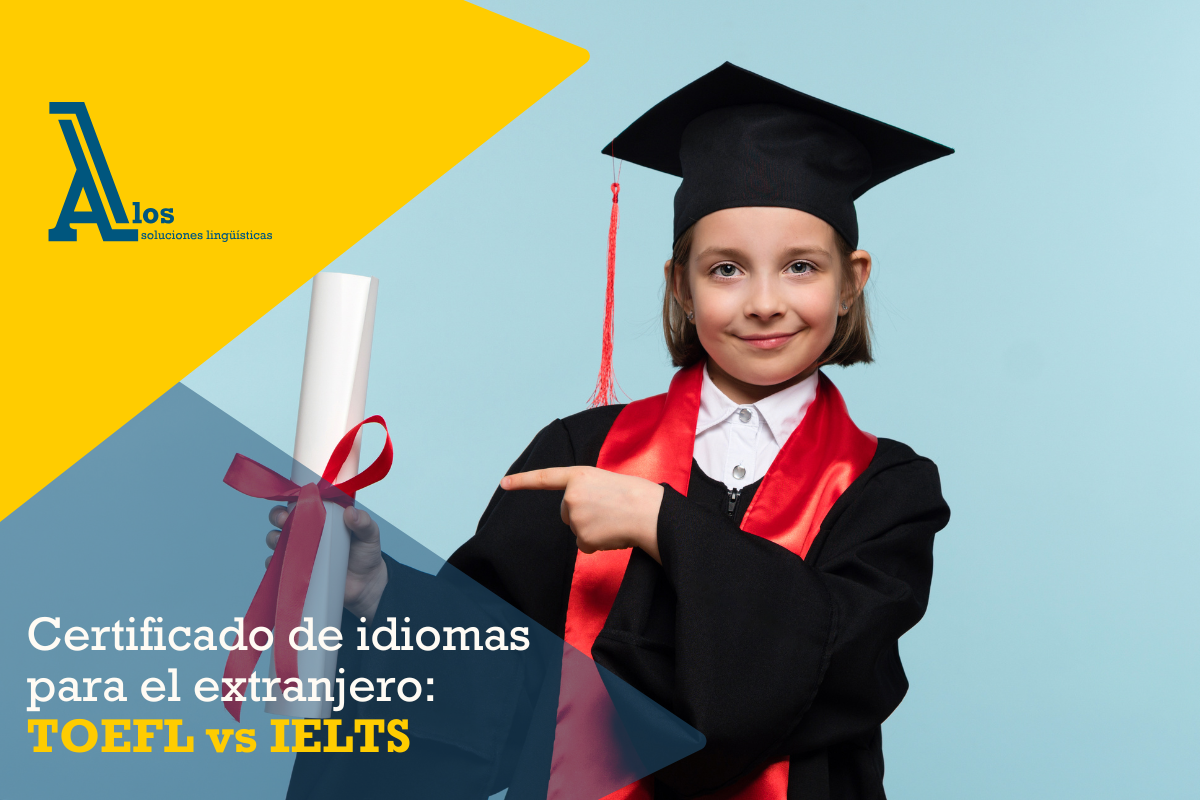 Niña graduada sosteniendo un diploma, representando la obtención de certificados de idiomas.