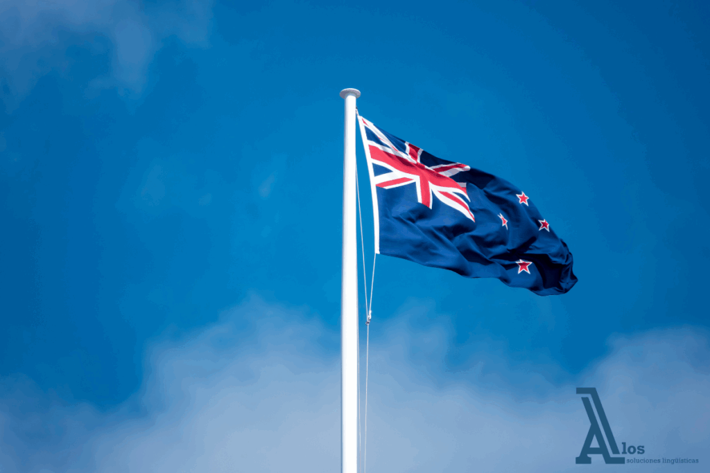 Bandera oficial de Nueva Zelanda, representando destino para emigrar o estudiar en el extranjero