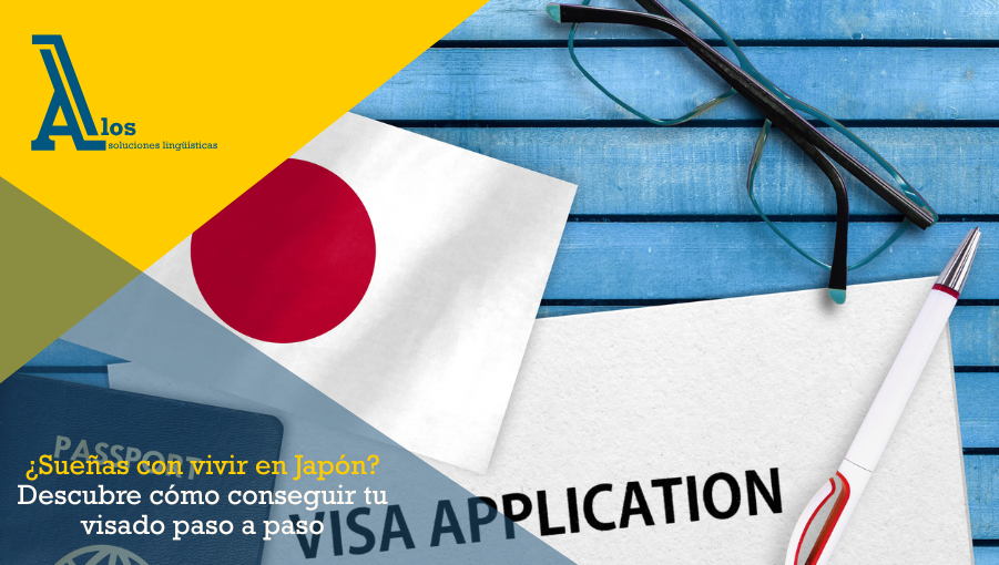 Bandera de Japón junto a un formulario de solicitud de visado