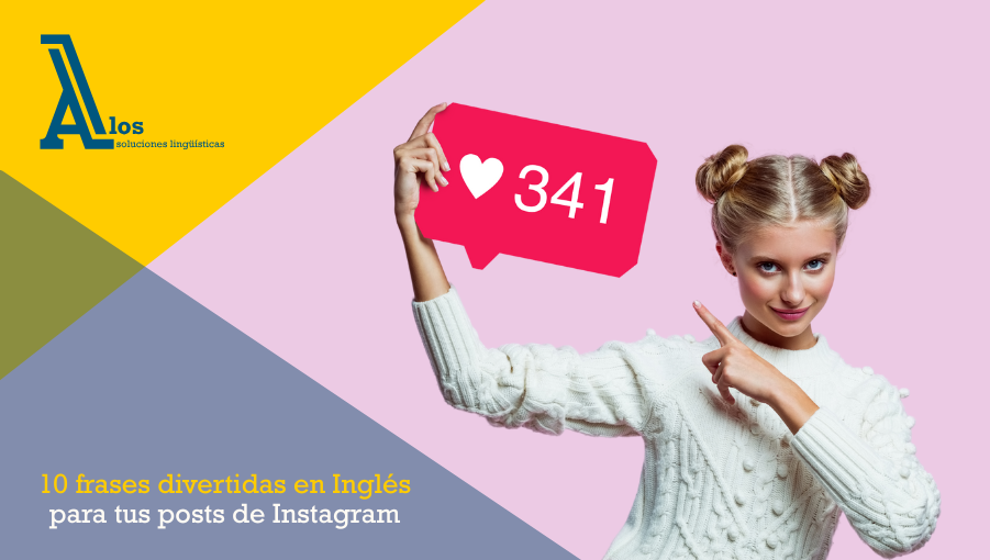 Chica sonriente sosteniendo una pancarta de likes de Instagram, representando interacción en redes sociales.