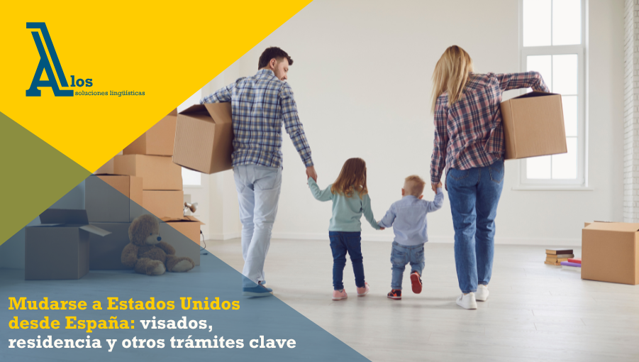 Familia con maletas iniciando su mudanza a Estados Unidos, simbolizando el comienzo de una nueva etapa.