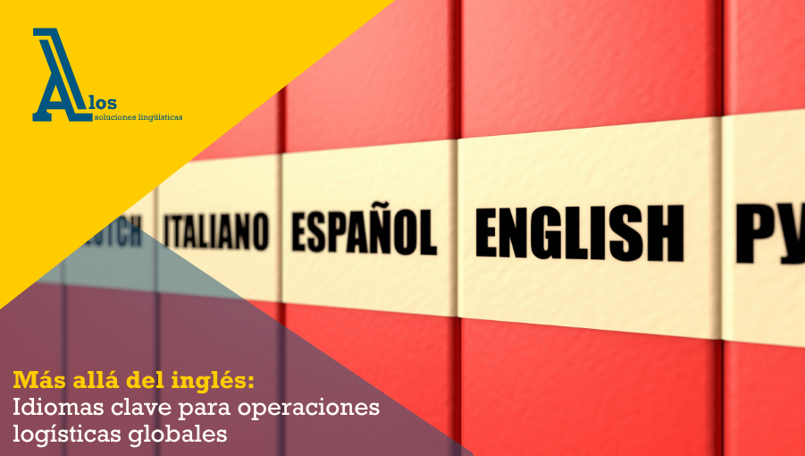 Carpetas que representan diferentes idiomas utilizados en logística global.