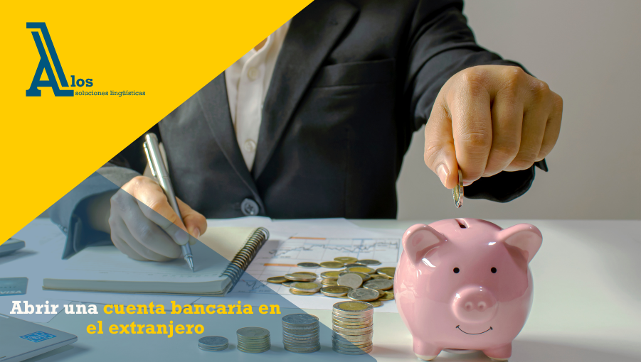 Persona ahorrando dinero en una hucha como símbolo de apertura de cuenta bancaria en el extranjero.