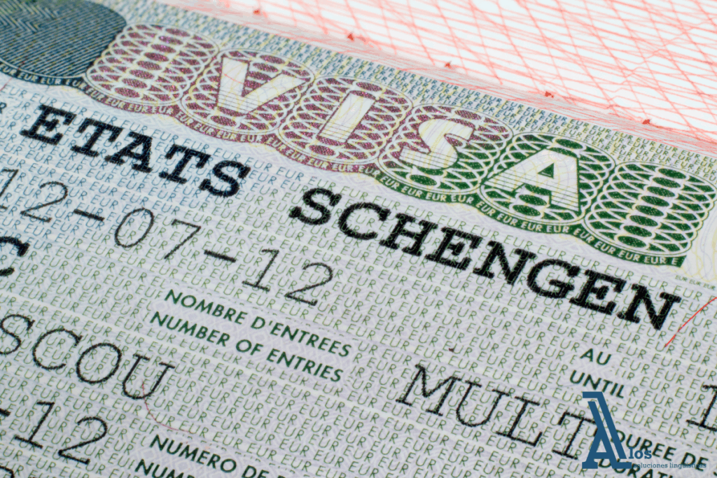 Documento de visa Schengen oficial para entrada a países del espacio europeo.

