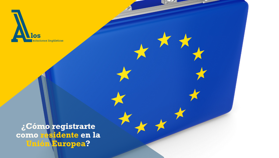 Maletín azul con estrellas de la bandera de la Unión Europea