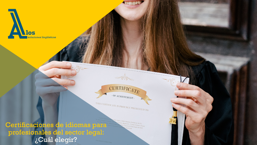 Abogada sosteniendo un certificado oficial como ejemplo de certificaciones de idiomas para abogados.
