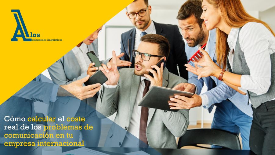 Escena corporativa de crisis o revisión urgente de documentos, emails o contratos internacionales